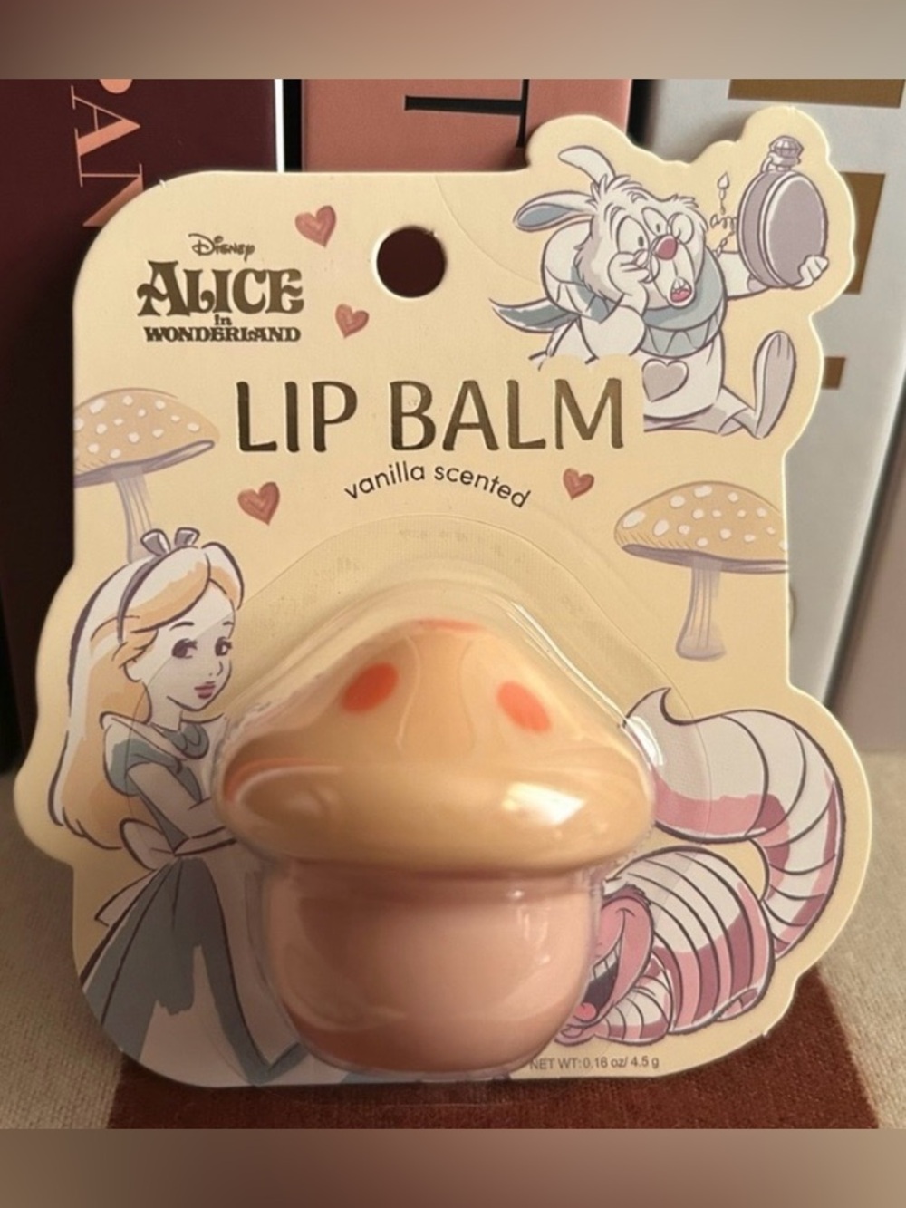 💎 NEW 💎 Disney Alice in Wonderland Mushroom Lip Balm Vanilla Scented 💎